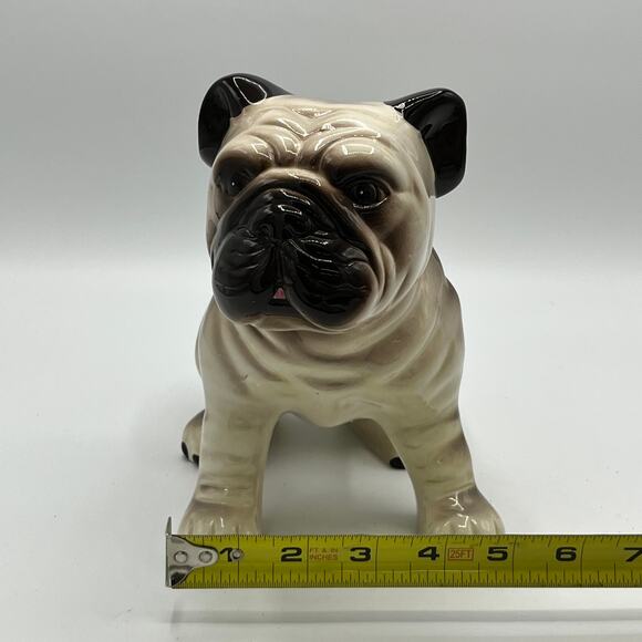Large 8" Ceramic Pug Dog Sitting Statue Scupture Figurine - Picture 9 of 12